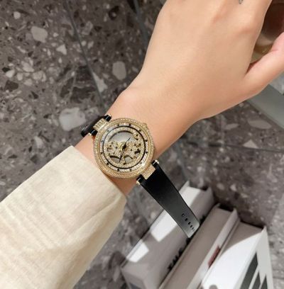 Rotonde De Cartier Imported Quartz Movement 36MM in Diameter Black Bracelet Lady Watch